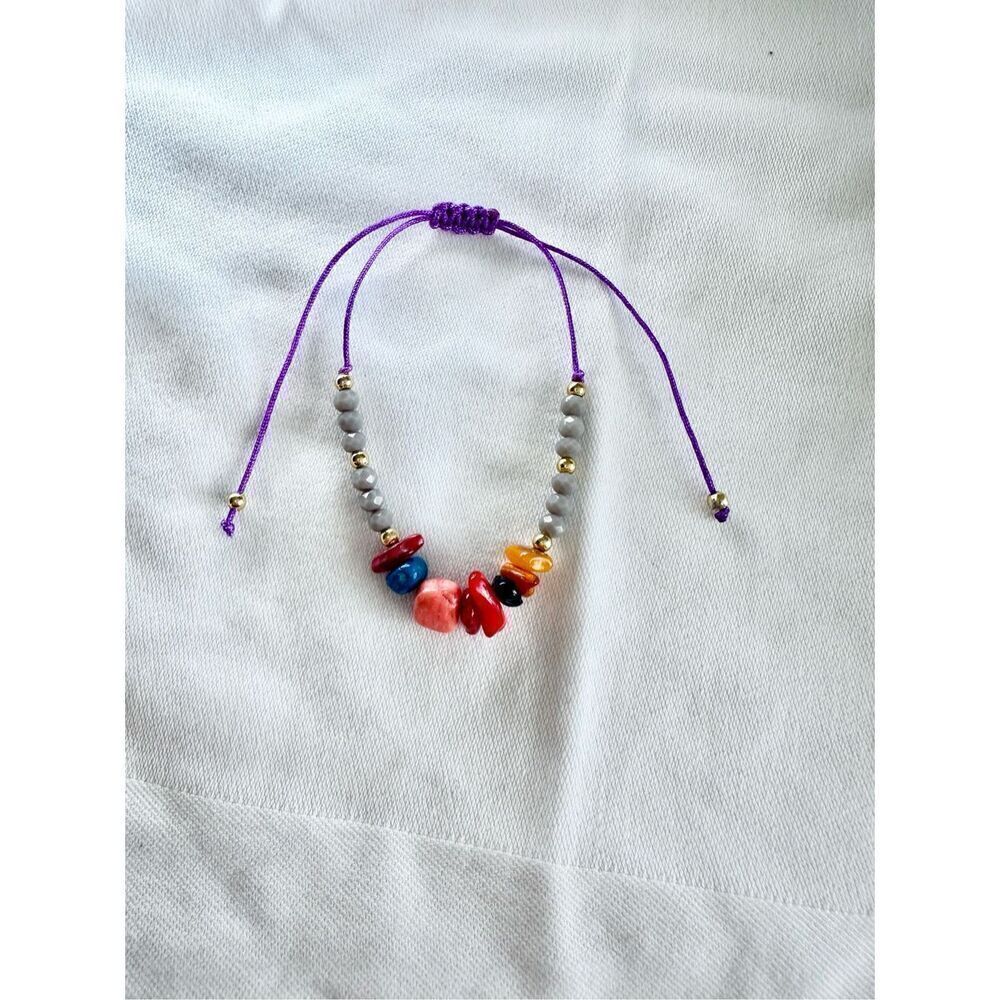 Multi-color stone and sparkly bead friendship bracelet